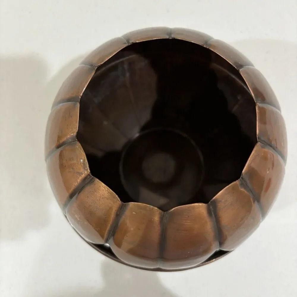 Restoration Hardware Copper Pumpkin Jack-O-Lantern Candle Holder 6in *no spike*